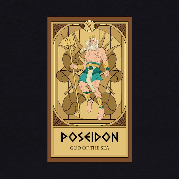 Poseidon Tarot Card by katieclouds
